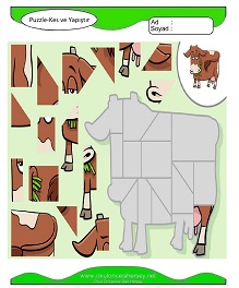 Puzzle Kes Yapıştır Çalışma Sayfaları